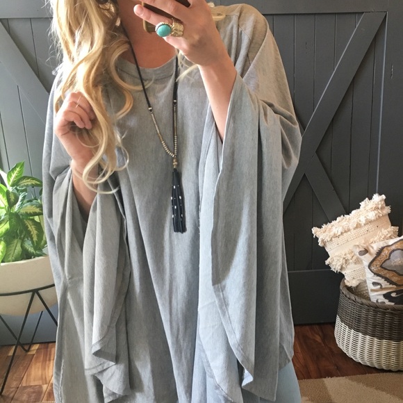 SOLD OUT! Boho Grey Cotton Tunic Pullover Sweater - Picture 3 of 8